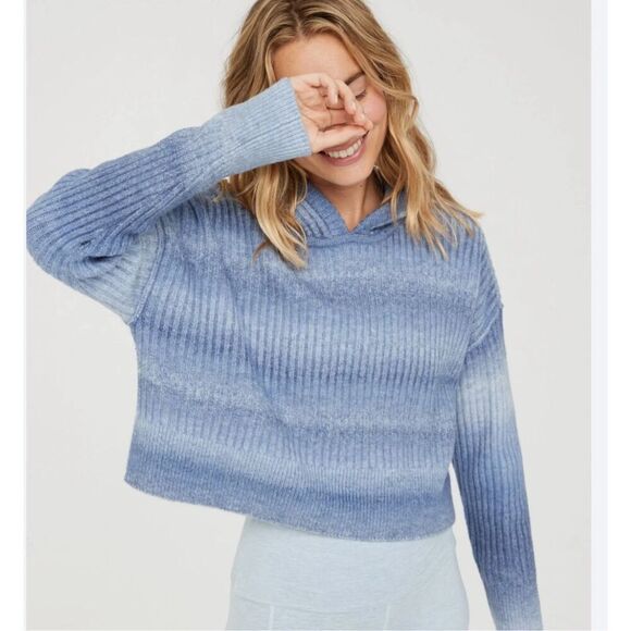 Offline by aerie ribbed ombre cropped blue sweater size xl - Picture 1 of 8